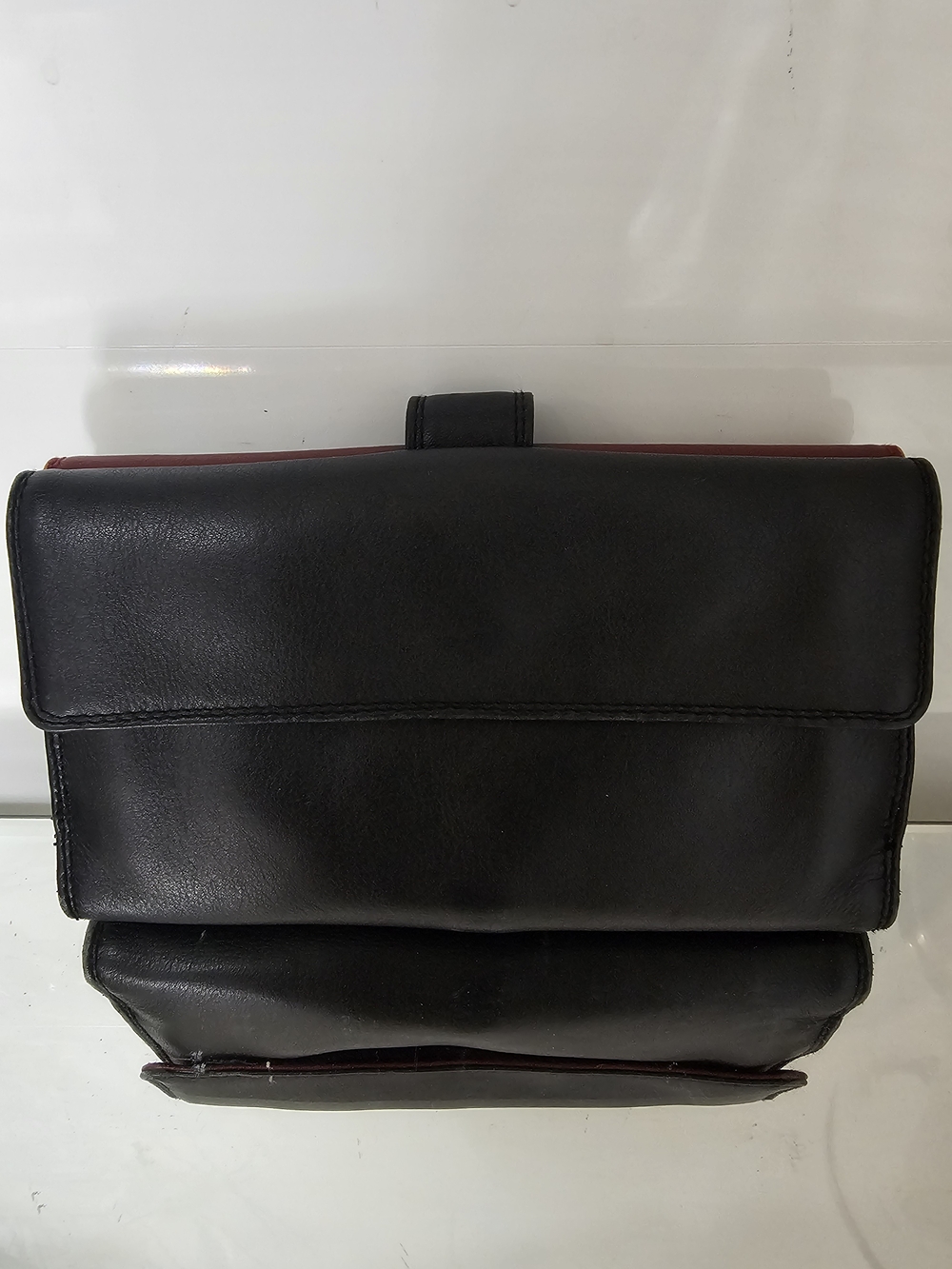 Derek Alexander  Black Leather Zip-Top Travel Wallet